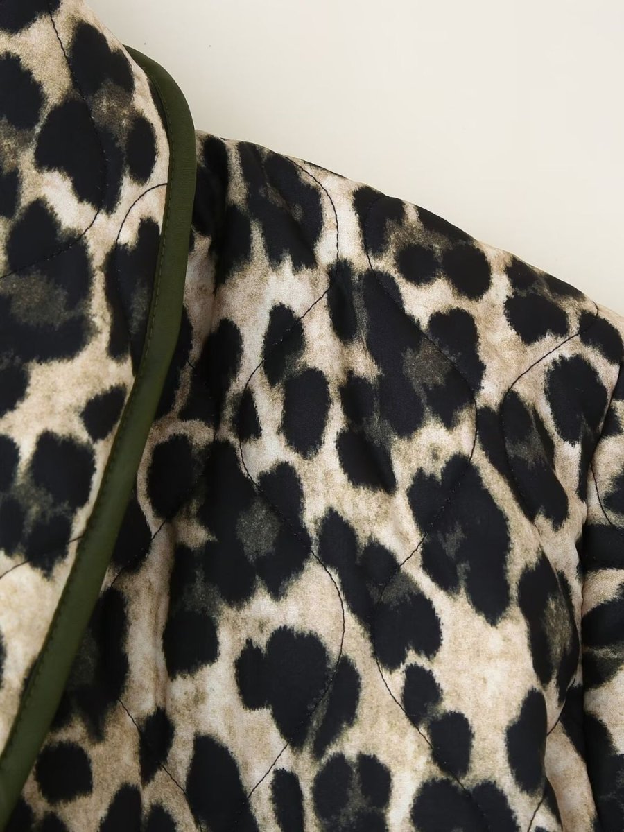 Leopard Open Front Long Sleeve Outerwear - S. M. & Co.