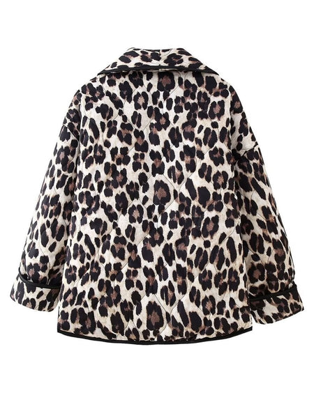 Leopard Open Front Long Sleeve Outerwear - S. M. & Co.