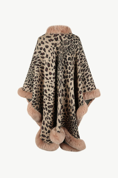 Leopard Open Front Poncho - S. M. & Co.