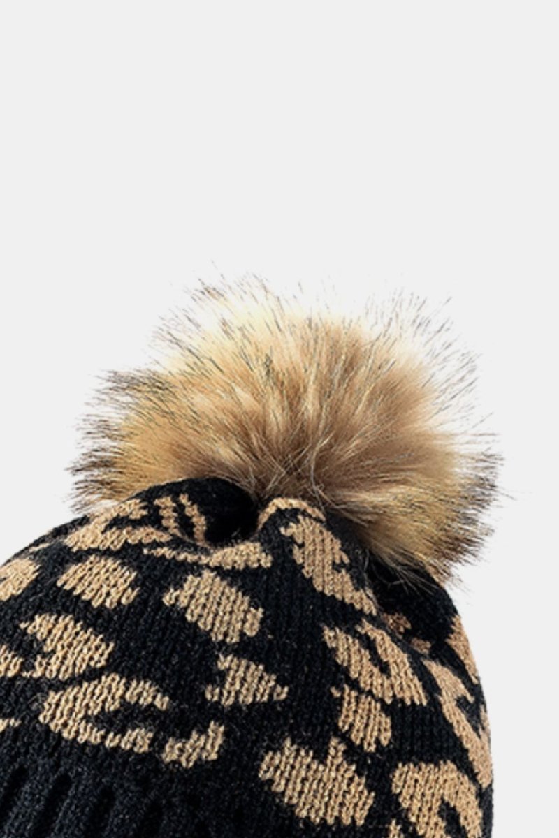 Leopard Pom - Pom Cuffed Beanie - S. M. & Co.