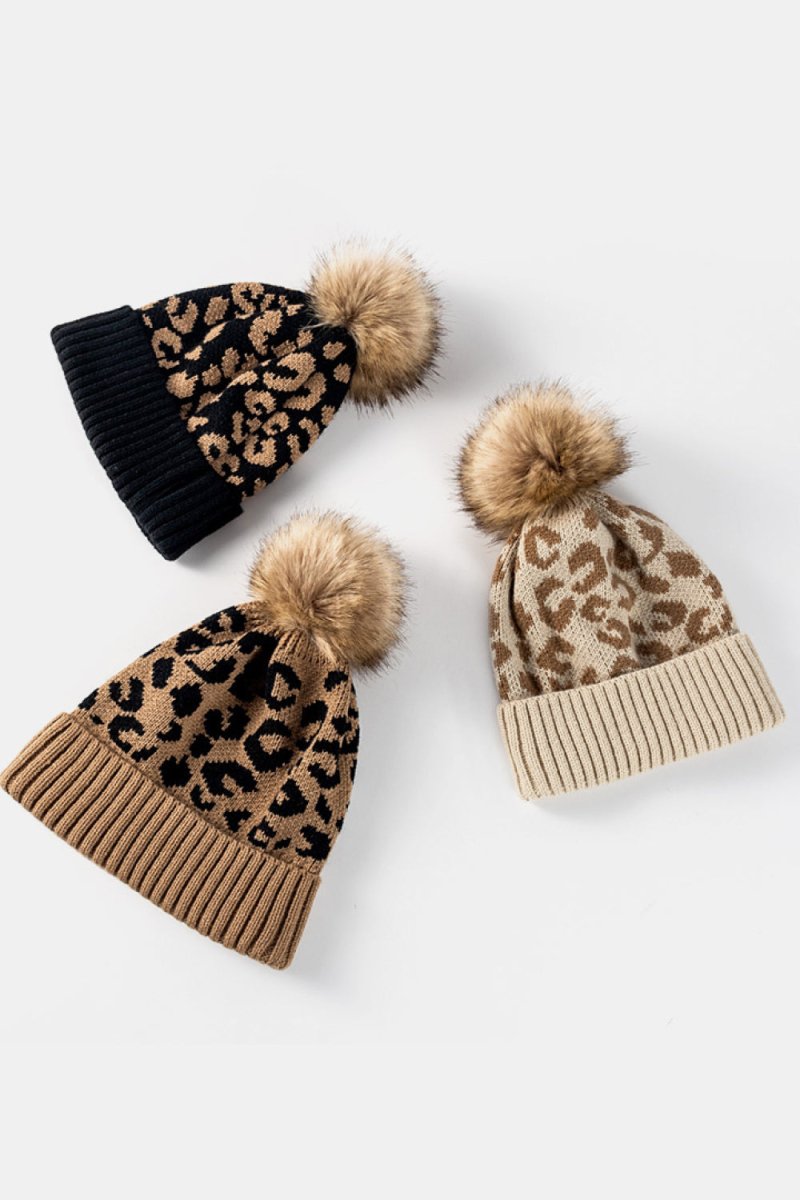 Leopard Pom - Pom Cuffed Beanie - S. M. & Co.