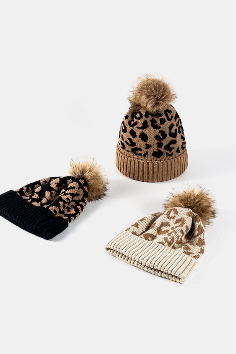 Leopard Pom - Pom Cuffed Beanie - S. M. & Co.