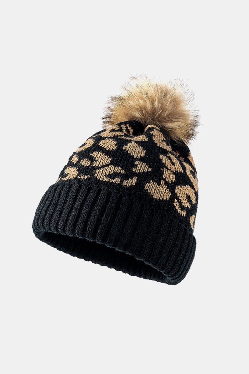 Leopard Pom - Pom Cuffed Beanie - S. M. & Co.