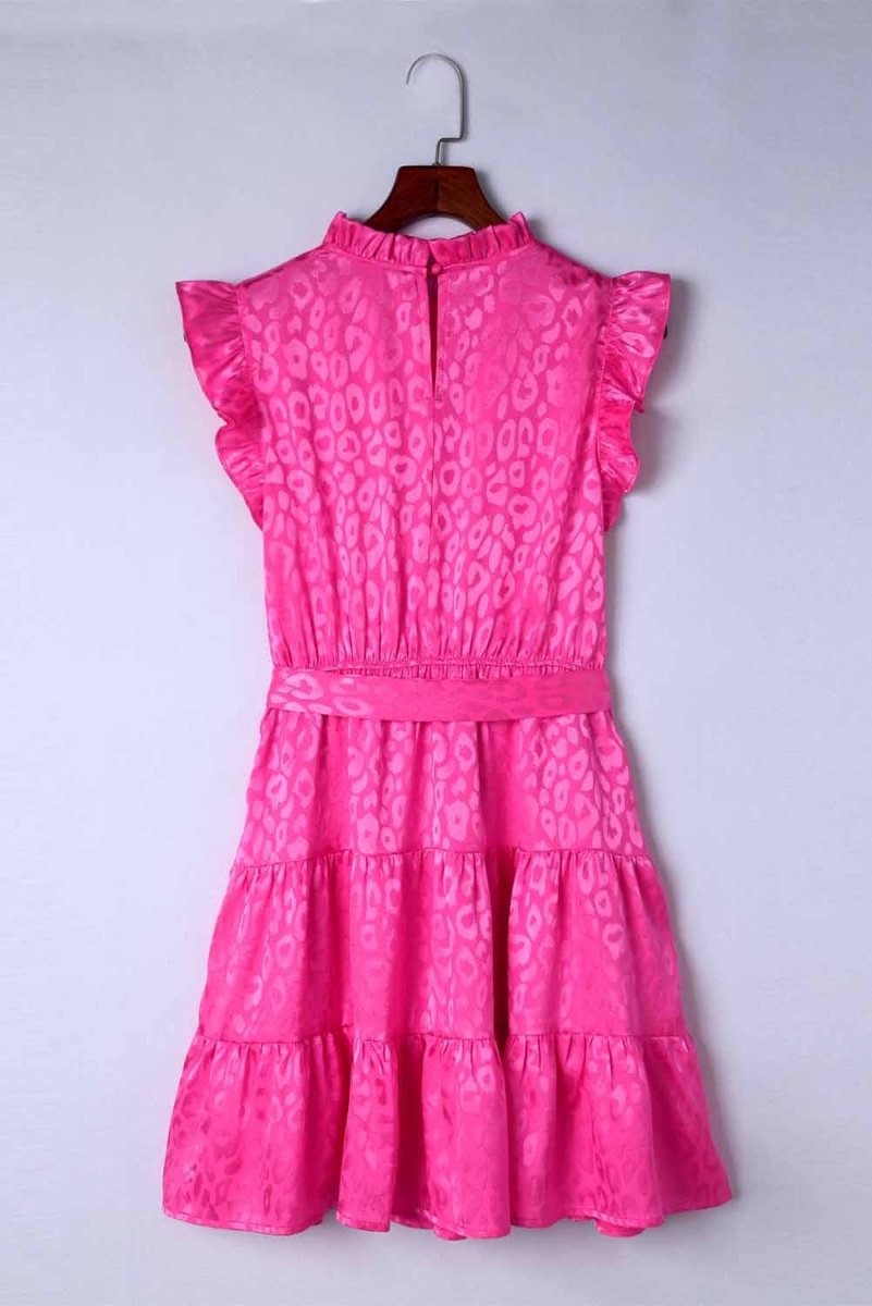 Leopard Tie Belt Tiered Dress - S. M. & Co.