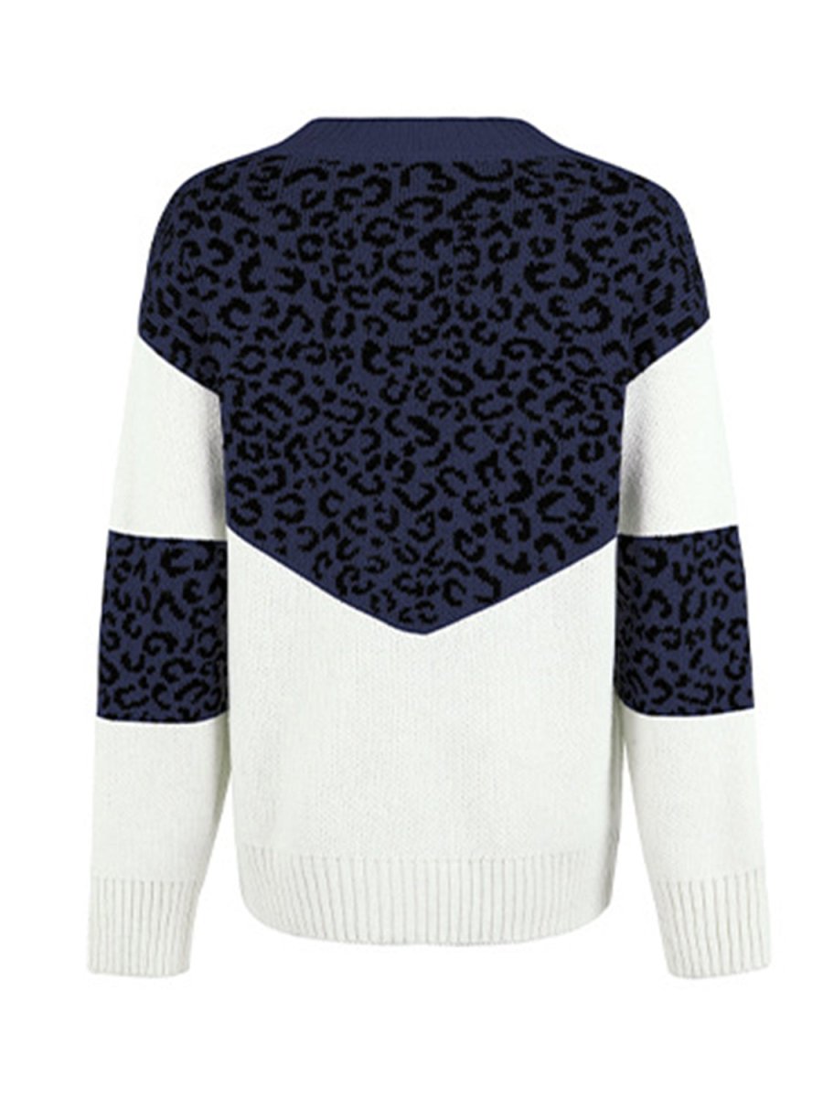 Leopard V - Neck Dropped Shoulder Sweater - S. M. & Co.