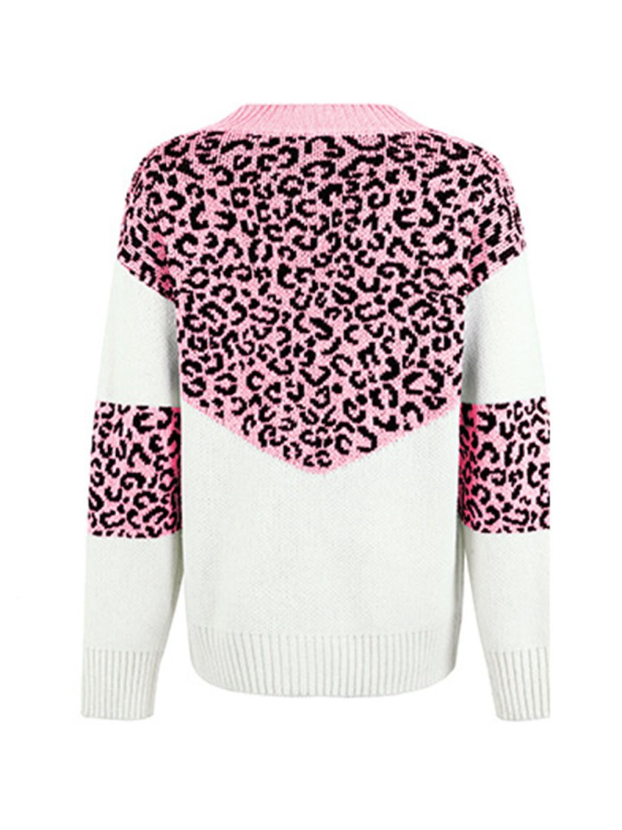 Leopard V - Neck Dropped Shoulder Sweater - S. M. & Co.