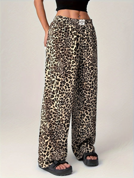 Leopard Wide Leg Pants with Pockets - S. M. & Co.