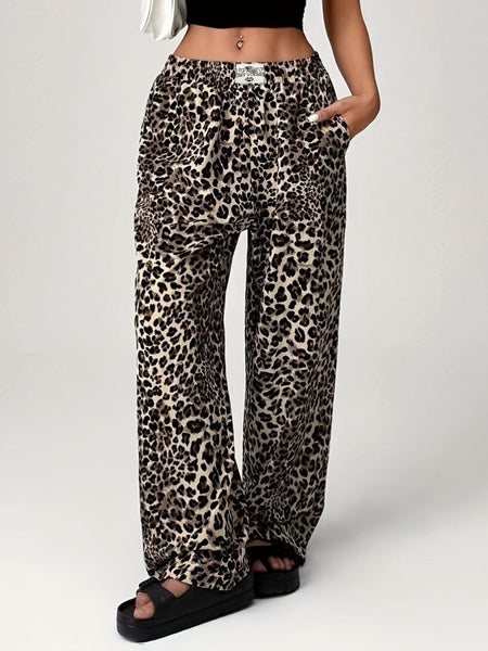 Leopard Wide Leg Pants with Pockets - S. M. & Co.