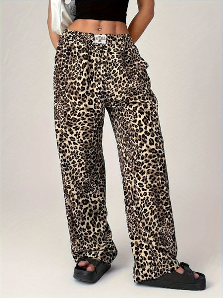 Leopard Wide Leg Pants with Pockets - S. M. & Co.