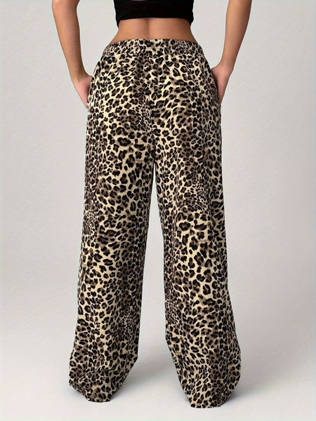 Leopard Wide Leg Pants with Pockets - S. M. & Co.