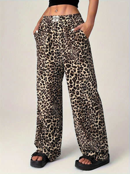 Leopard Wide Leg Pants with Pockets - S. M. & Co.