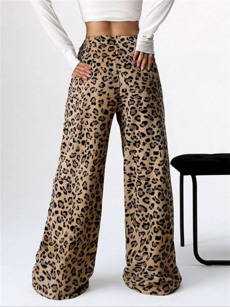 Leopard Wide Leg Plush Pants - S. M. & Co.