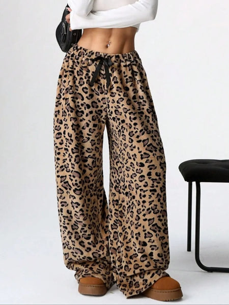 Leopard Wide Leg Plush Pants - S. M. & Co.