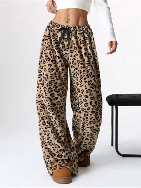 Leopard Wide Leg Plush Pants - S. M. & Co.