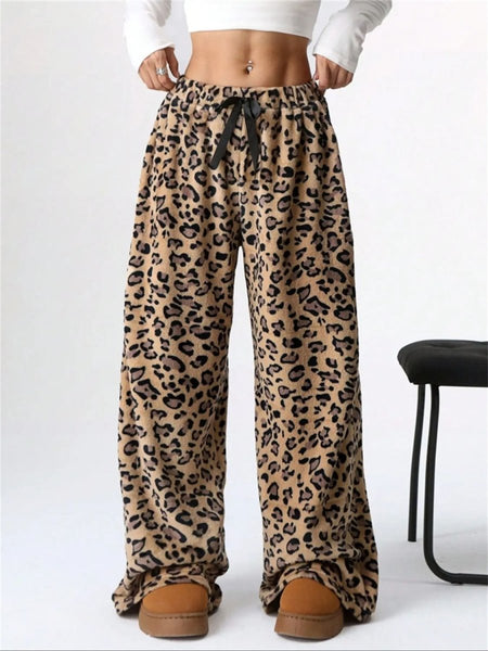 Leopard Wide Leg Plush Pants - S. M. & Co.