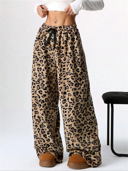 Leopard Wide Leg Plush Pants - S. M. & Co.