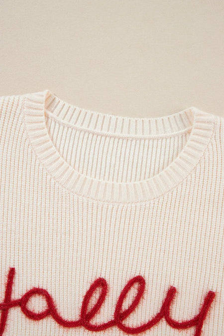 Letter Round Neck Long Sleeve Sweater - S. M. & Co.