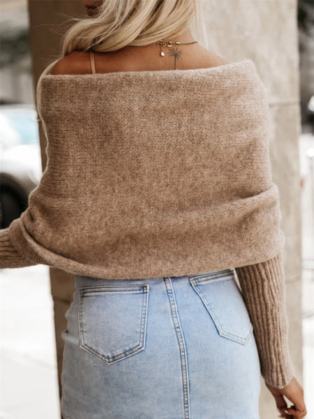 Long Sleeve Cropped Knit Top - S. M. & Co.