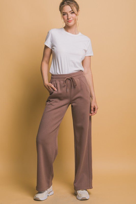 Love Tree Drawstring Wide Leg Sweatpants with Pockets - S. M. & Co.