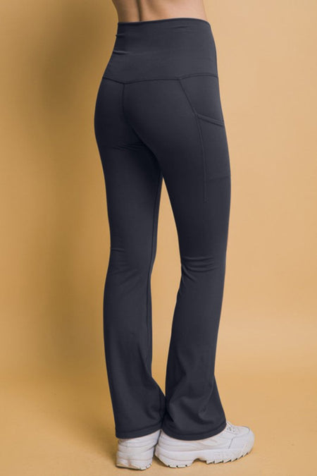 Love Tree High Waist Flare Active Leggings with Side Pockets - S. M. & Co.