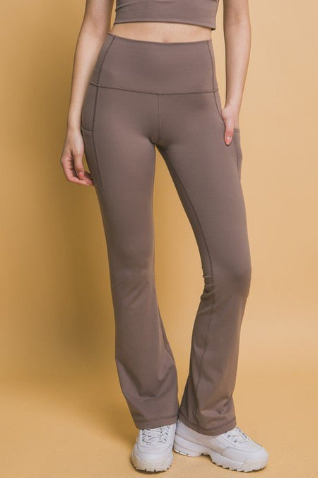 Love Tree High Waist Flare Active Leggings with Side Pockets - S. M. & Co.