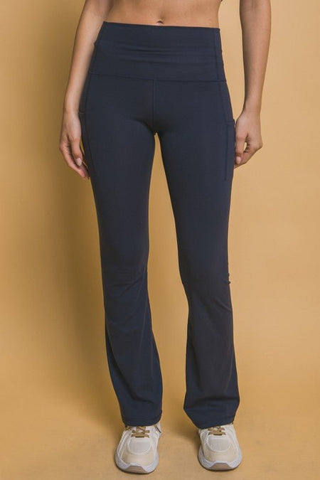 Love Tree High Waist Flare Active Leggings with Side Pockets - S. M. & Co.