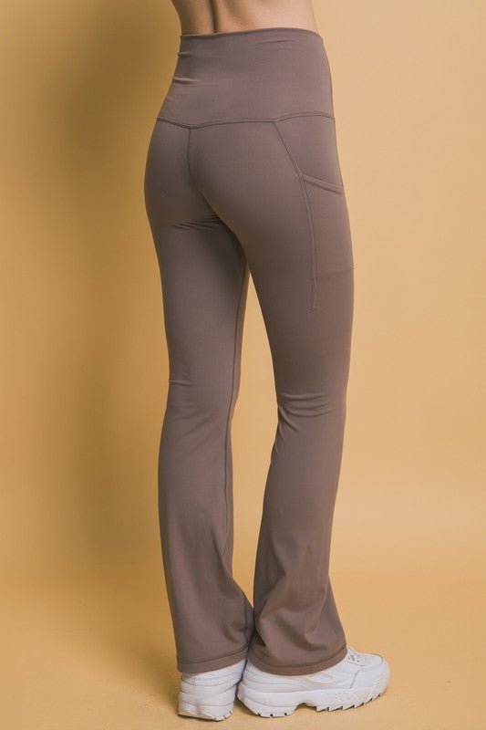 Love Tree High Waist Flare Active Leggings with Side Pockets - S. M. & Co.