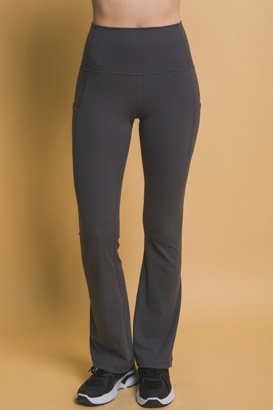 Love Tree High Waist Flare Leggings with Side Pockets - S. M. & Co.