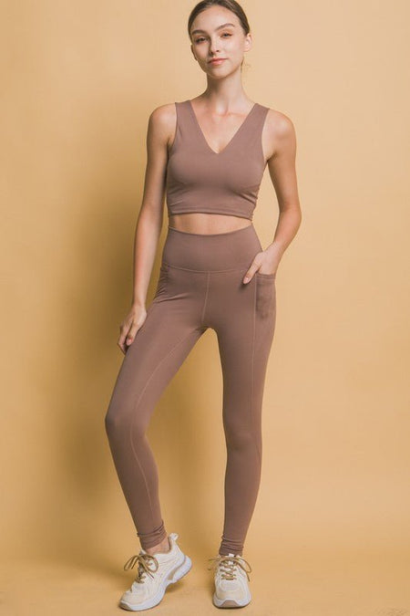 Love Tree High Waist Leggings with Side Pockets - S. M. & Co.