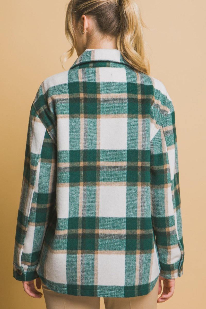 Love Tree Plaid Button Up Shacket - S. M. & Co.