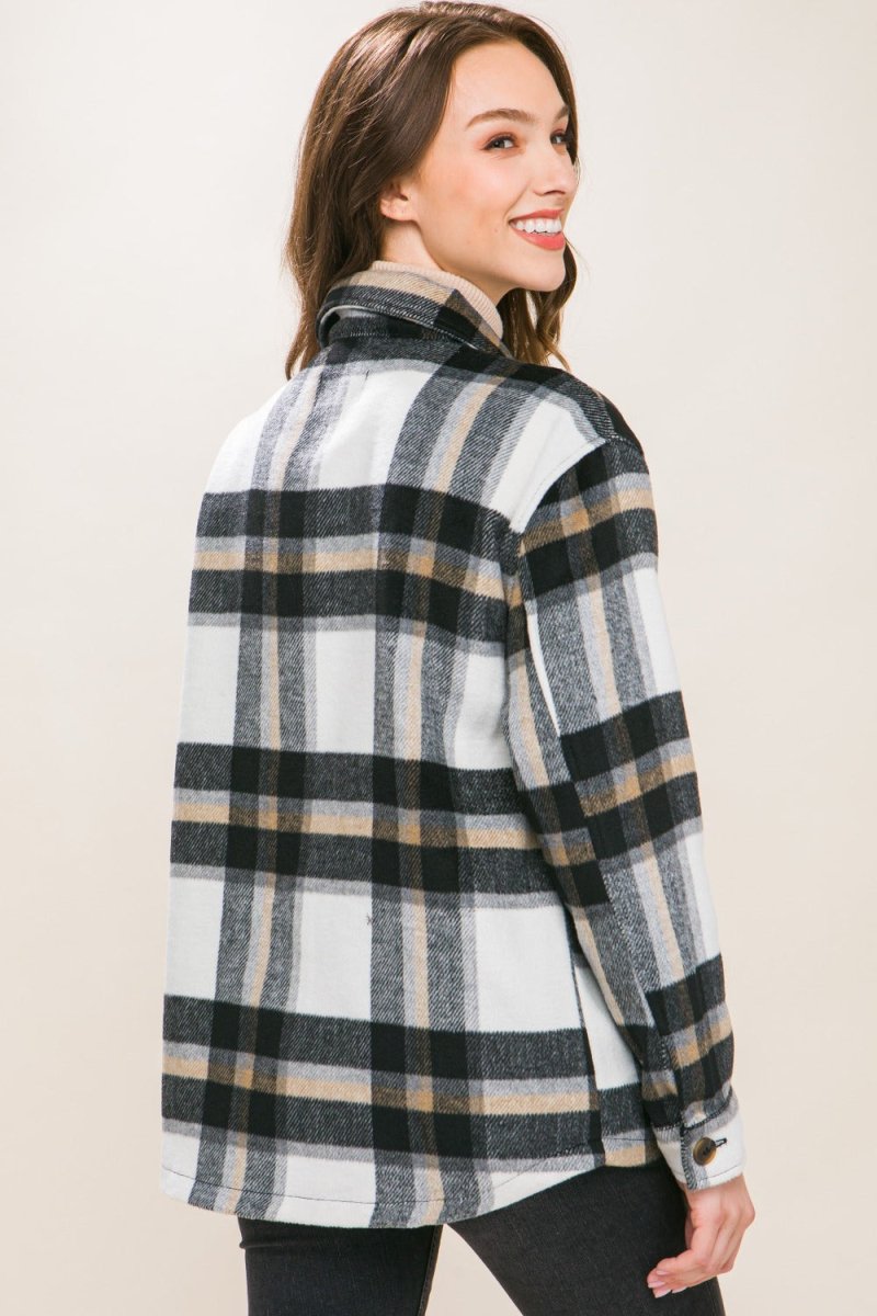 Love Tree Plaid Button Up Shacket - S. M. & Co.