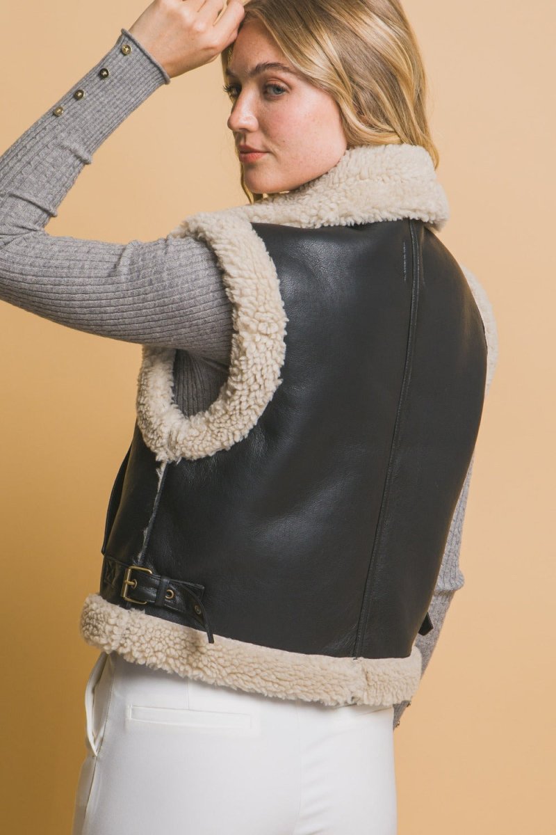 Love Tree Sherpa Zip Up Vest with Pockets - S. M. & Co.