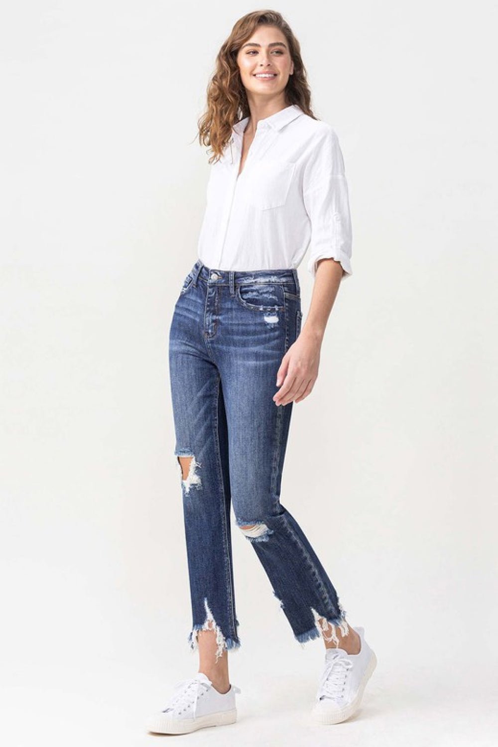 Lovervet Jackie Full Size High Rise Crop Straight Leg Jeans - S. M. & Co.