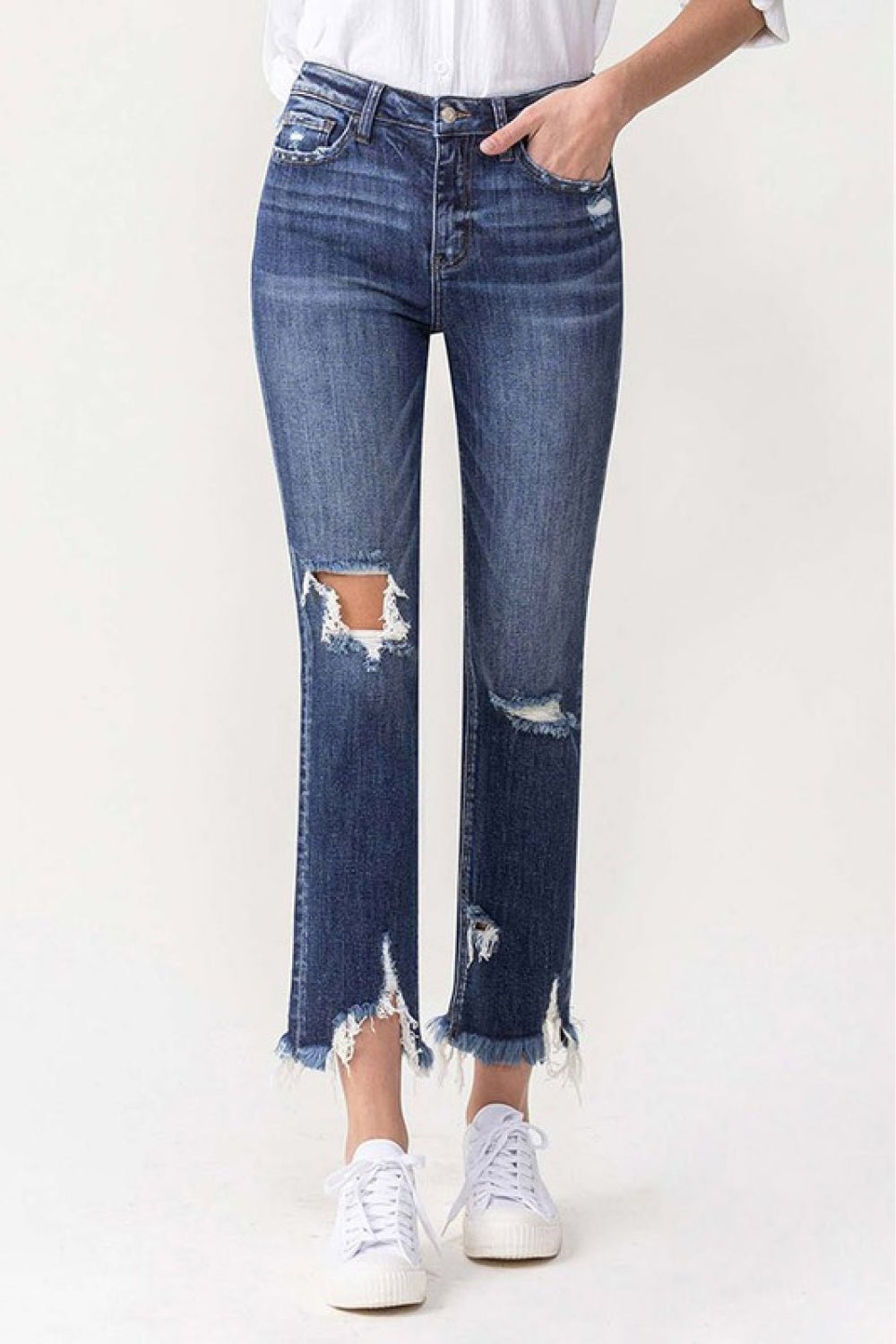 Lovervet Jackie Full Size High Rise Crop Straight Leg Jeans - S. M. & Co.