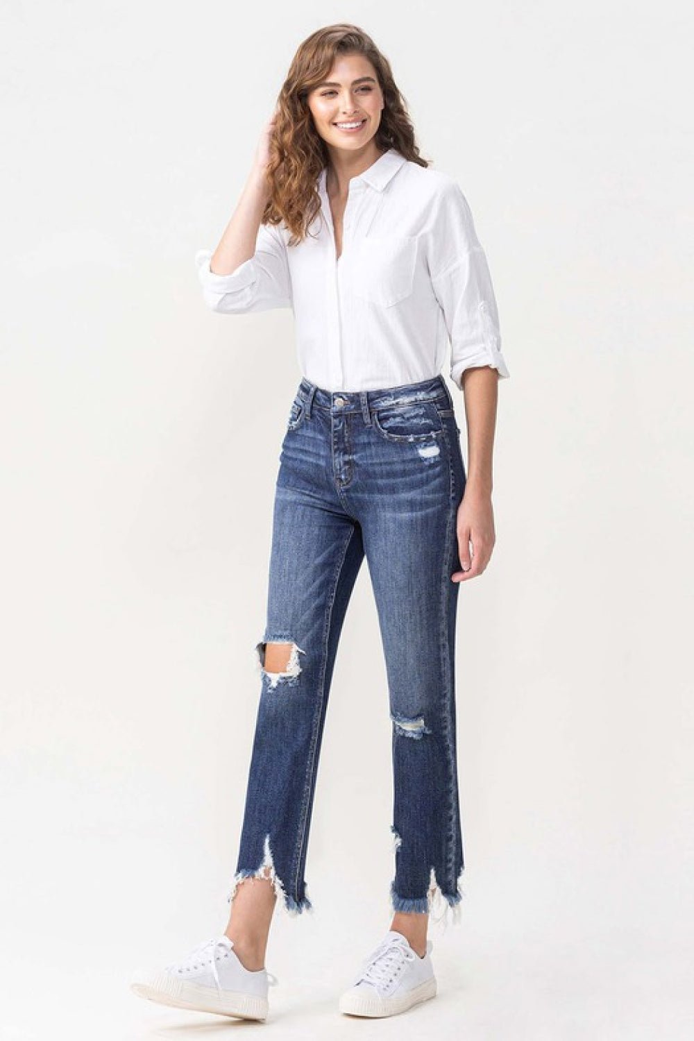 Lovervet Jackie Full Size High Rise Crop Straight Leg Jeans - S. M. & Co.