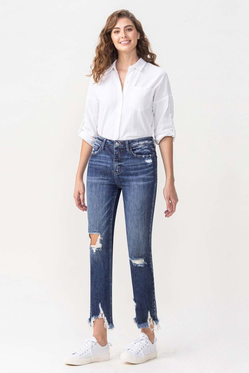 Lovervet Jackie Full Size High Rise Crop Straight Leg Jeans - S. M. & Co.