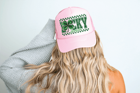 Lucky Season DTF Printed on a light pink foam Trucker Hat - S. M. & Co.