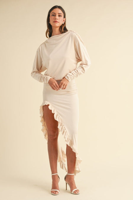 Mable Backless Asymmetric Ruffle Hem Dress - S. M. & Co.