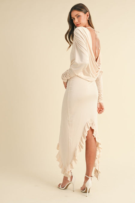 Mable Backless Asymmetric Ruffle Hem Dress - S. M. & Co.