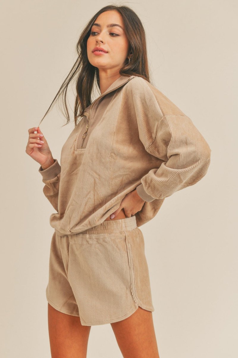 MABLE Corduroy Half Zip Top and Shorts Set - S. M. & Co.