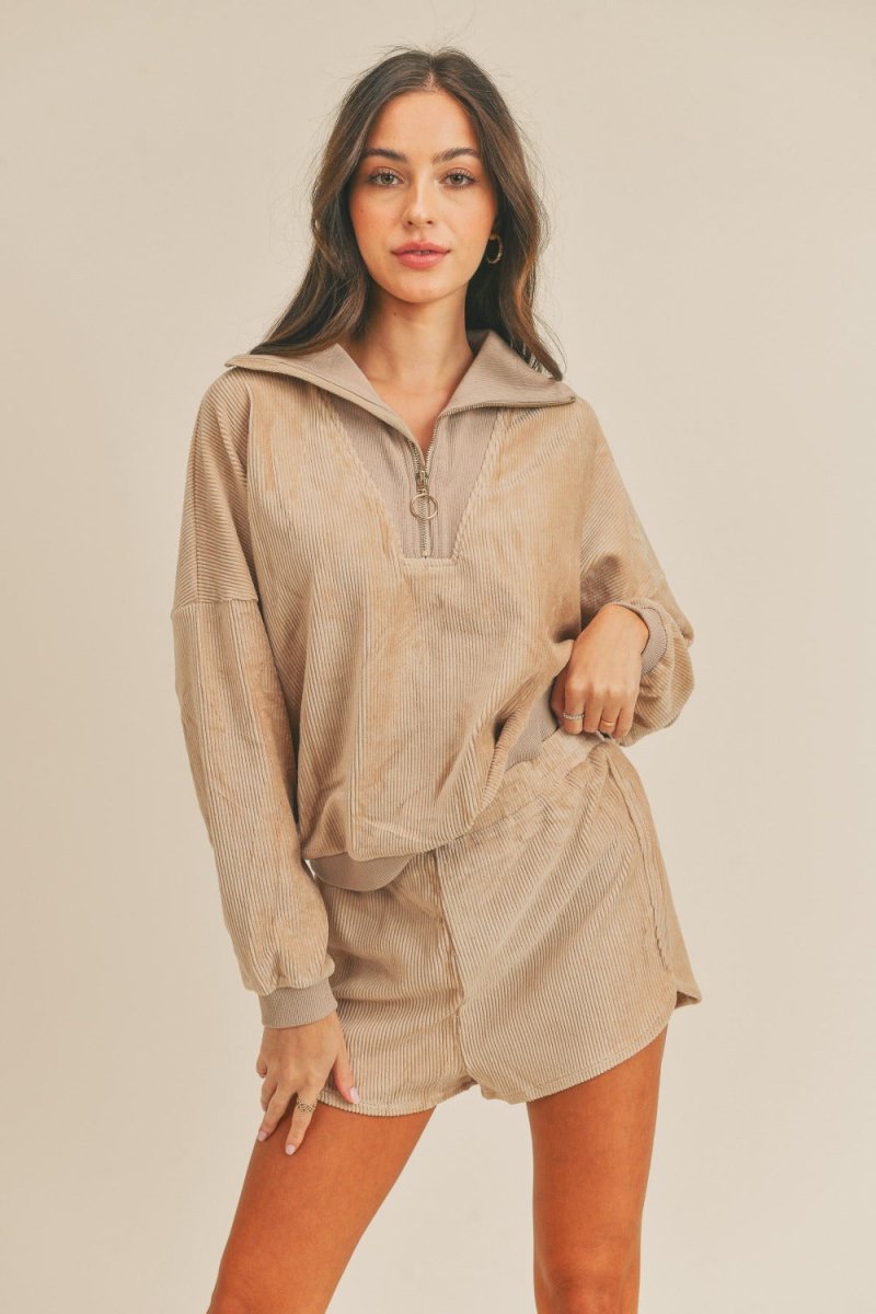 MABLE Corduroy Half Zip Top and Shorts Set - S. M. & Co.