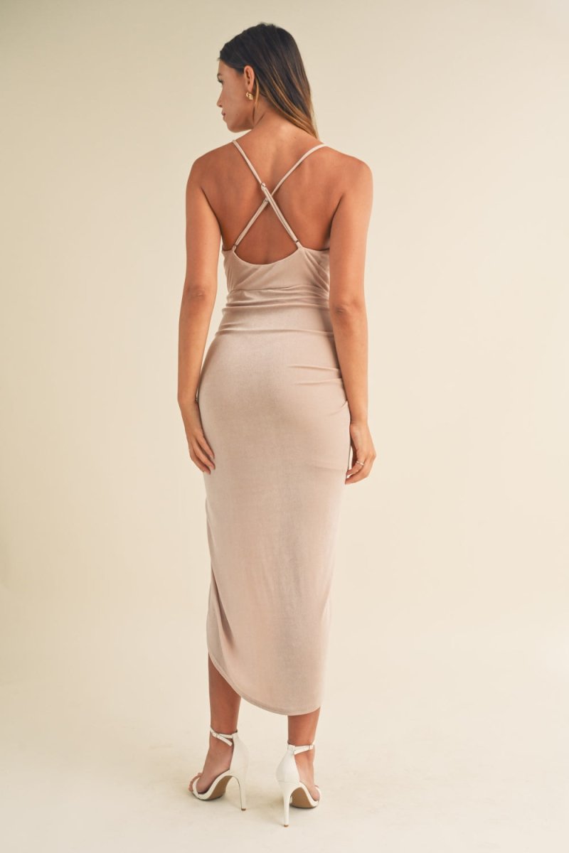 Mable Draped Detail Cami Midi Dress - S. M. & Co.