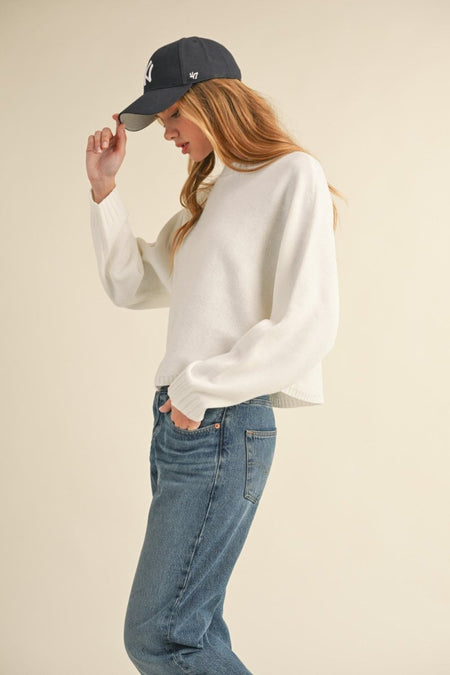 Mable Round Neck Dolman Sleeve Cropped Sweater - S. M. & Co.