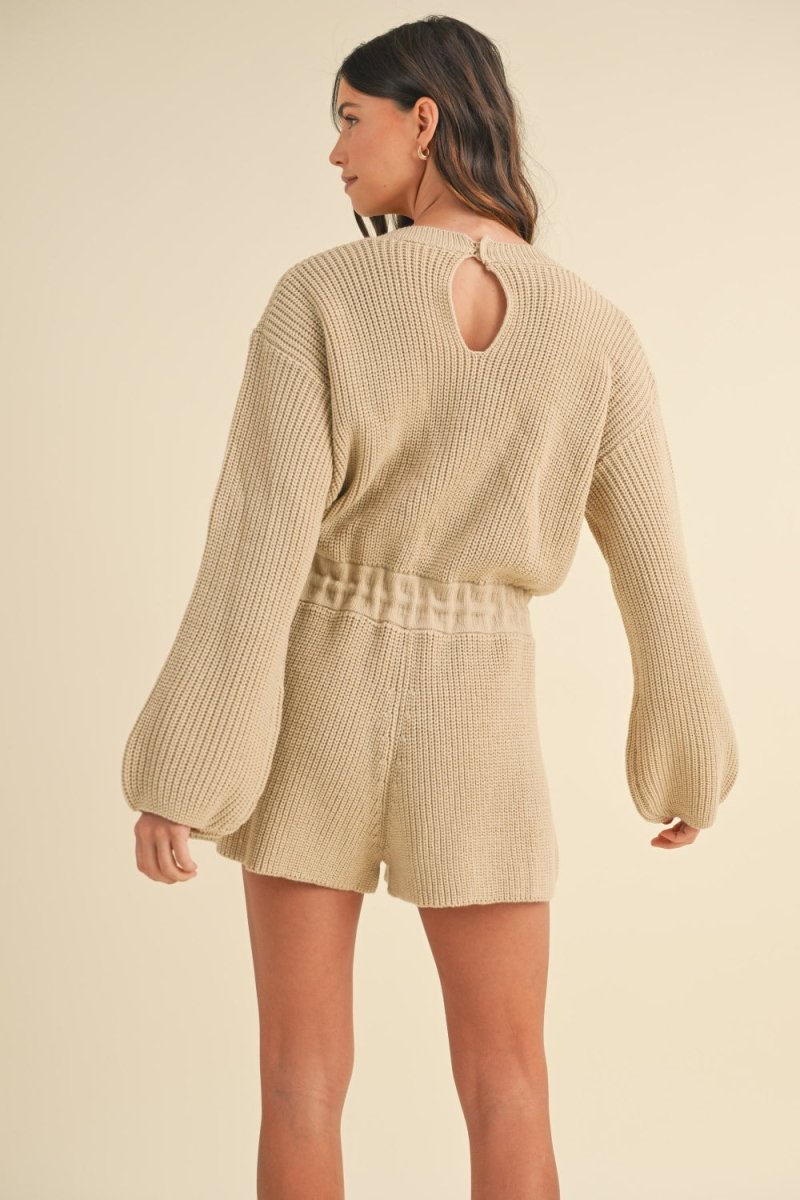 MABLE Round Neck Long Sleeve Sweater Romper - S. M. & Co.