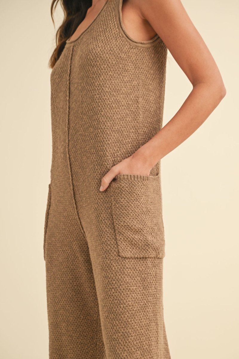 MABLE Sleeveless Knit Crop Jumpsuit with Pockets - S. M. & Co.