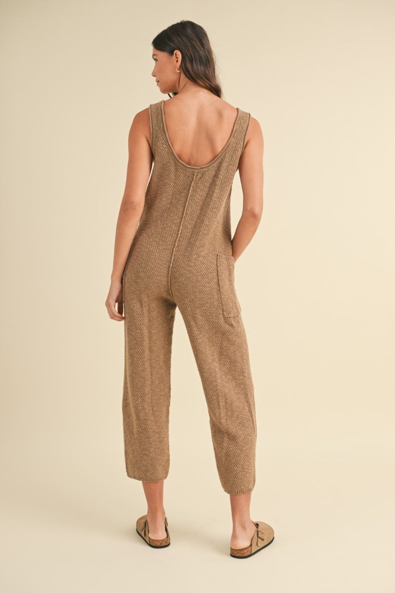 MABLE Sleeveless Knit Crop Jumpsuit with Pockets - S. M. & Co.