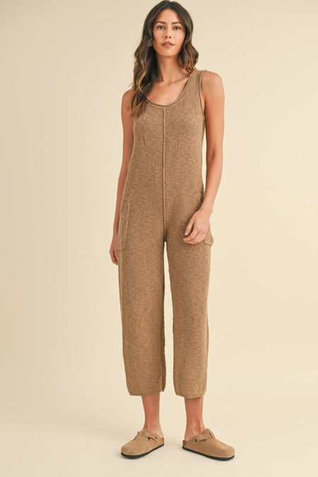 MABLE Sleeveless Knit Crop Jumpsuit with Pockets - S. M. & Co.