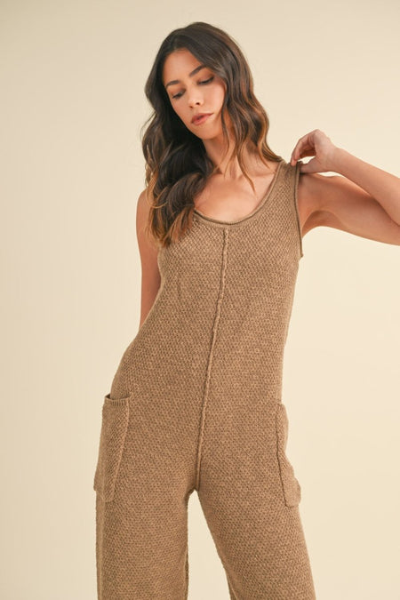 MABLE Sleeveless Knit Crop Jumpsuit with Pockets - S. M. & Co.