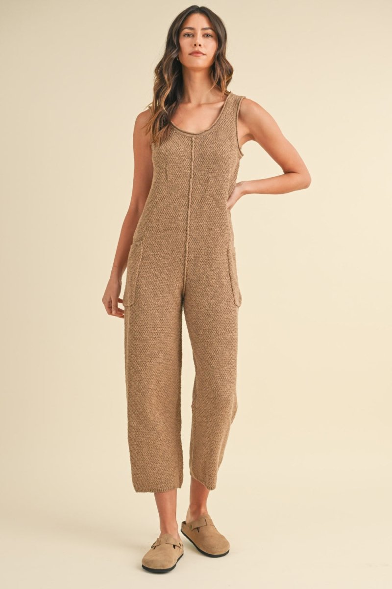 MABLE Sleeveless Knit Crop Jumpsuit with Pockets - S. M. & Co.