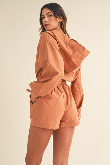 Mable Snap Down Long Sleeve Hooded Romper - S. M. & Co.